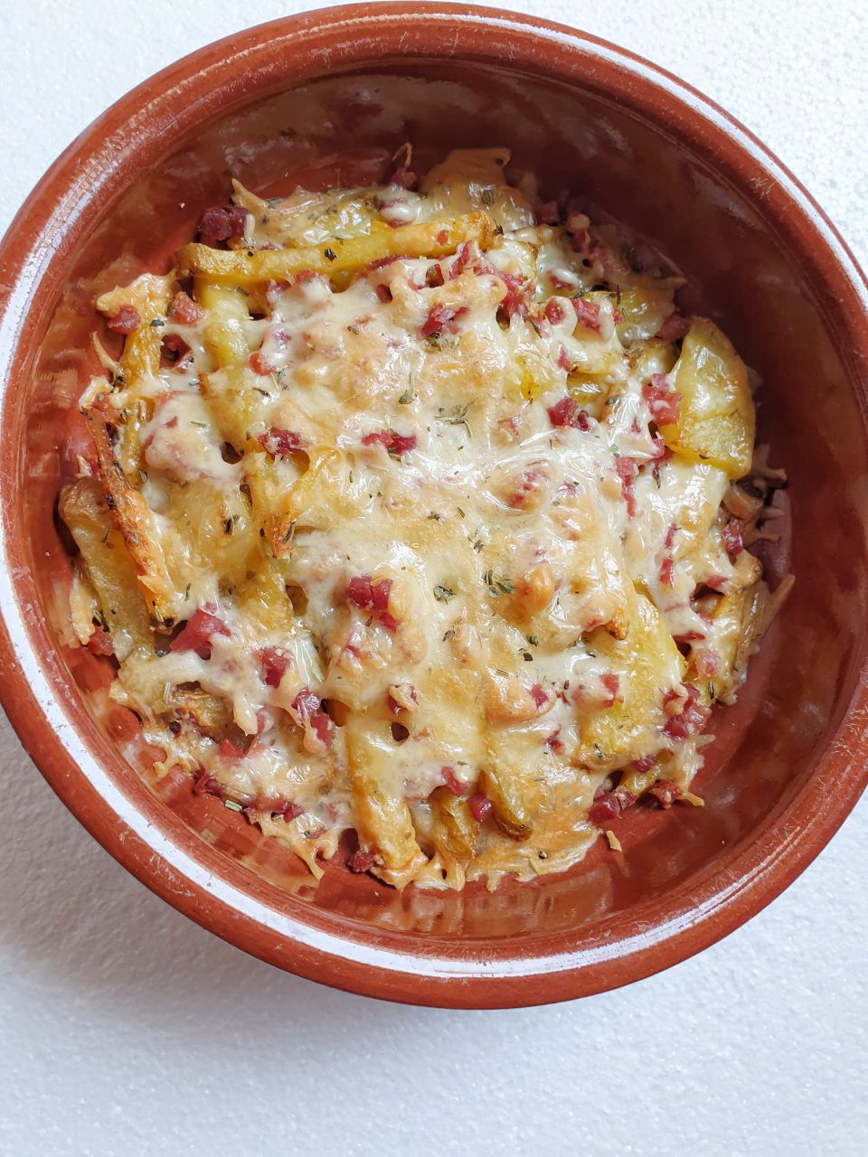 Bacon cheese fries saludables